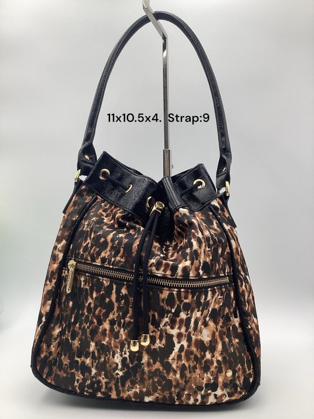 LeSportsac Classic Leopard Print Drawstring Bucket Shoulder Bag